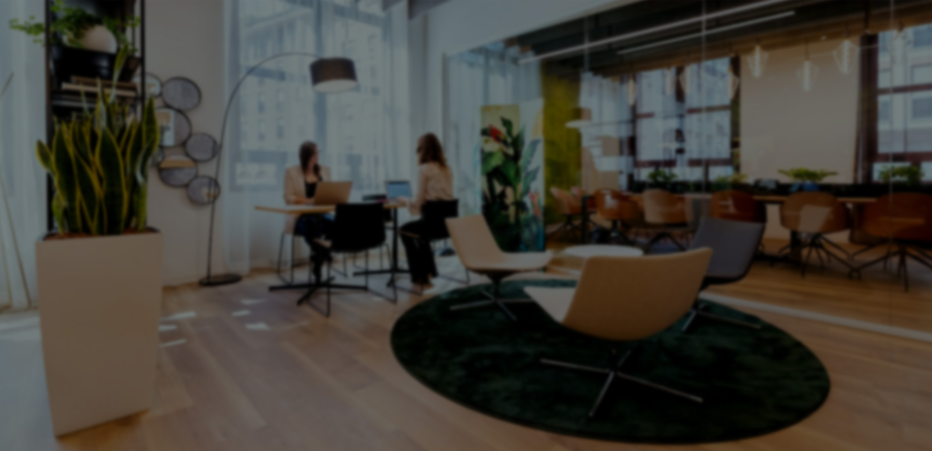 关键词：智慧办公休闲区，办公空间设计，深圳市武智科技
  描述：深圳市武智科技智慧办公解决方案中的休闲交流区场景，营造舒适放松的办公氛围，支持员工灵活交流与创意迸发，体现人性化办公空间设计。